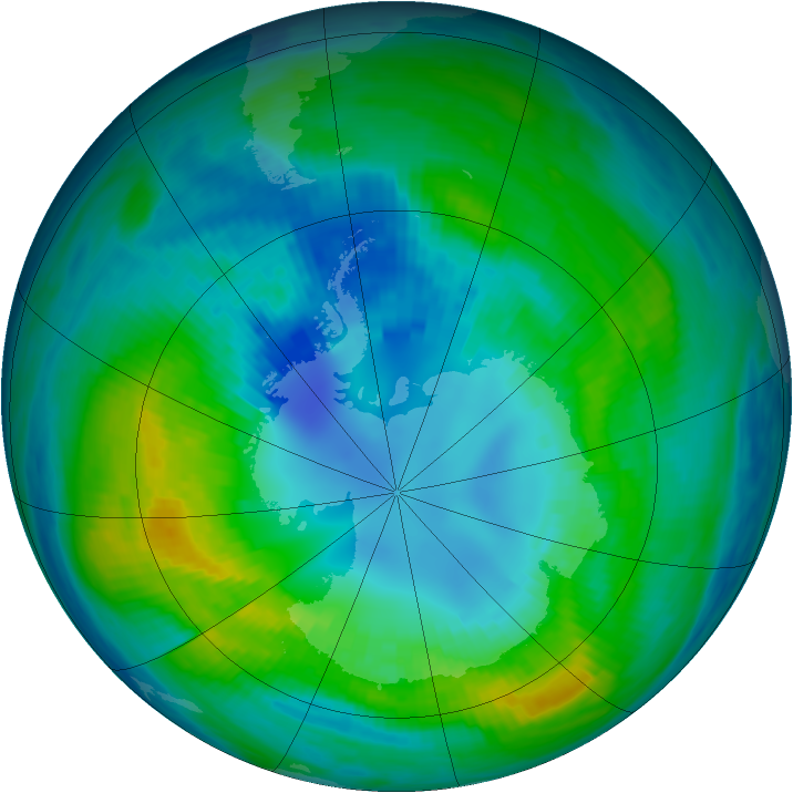 Antarctic ozone map for 17 April 1983